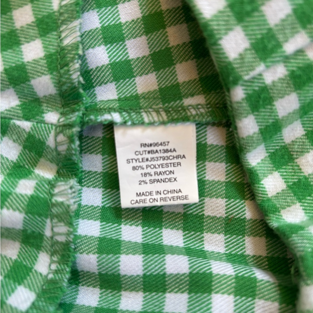 Love on a Hangar Green & White Checkered Mini Pencil Skirt Size 5 Pleats Slits - Picture 12 of 12